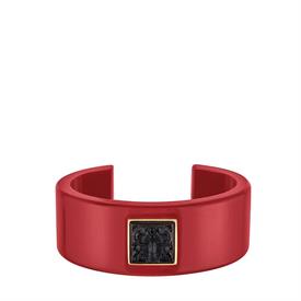 -,ARTHUSE BRACELET IN RED AND BLACK. RED RESIN BLANGLE. SIZE SMALL, 160MM.                                                                  