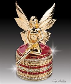 -,$ Burgundy Tooth Fairy "Catherine" Bejeweled Box made of Metal weighing 208grams, enameling, 234 Austrian grade A crystals 3.5"x          