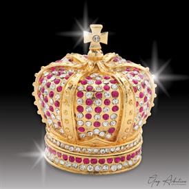 _,$ Rose Pink Crown "Francis 1" Bejeweled &Enameled Box made of metal by Artist Greg Arbutine,167grams,400Austrian GradeA Crystals,2.4H"x2"W