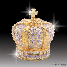 _,$ Violet Crown "Victoria" Bejeweled & Enameled Box made of metal by Artist Greg Arbutine,167grams,400 Austrian Grade A Crystals,2.4"H x2"W