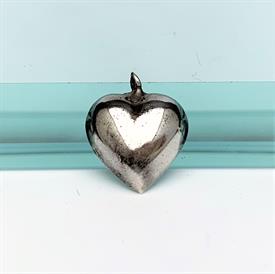 ,VINTAGE FLAT BACK PUFFY HEART CHARM. STERLING SILVER. .75" LONG, .7" WIDE                                                                  