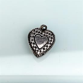 ,VINTAGE PUFFY HEART CHARM WITH POLKA DOTS. STERLING SILVER. .75" LONG, .6" WIDE                                                            