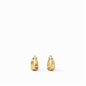 _,SMALL HOOPS. CLASSIC 24K GOLD PLATED HOOPS ELEGANTLY CURVE FROM WIDE TO NARROW IN A FLATTERING SHAPE. SMALL, 1"                           