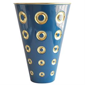 -PANAREA VASE IN INDIAN BLUE & GOLD. 14.6" TALL.                                                                                            