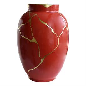 -LARGE RED VASE. 22.4" TALL. LIMITED EDITION OF 36.                                                                                         