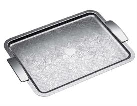 -LARGE RECTANGULAR TRAY. SILVER PLATED. 19" LONG                                                                                            