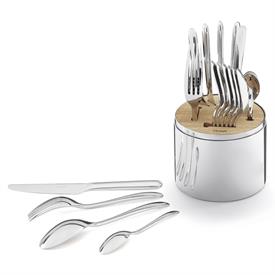 -,24-PIECE STAINLESS STEEL FLATWARE SET WITH STORAGE CAPSULE. CONTAINS SERVICE FOR 6. CASE MEASURES 10.6" TALL.                             