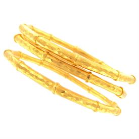 -,SET OF 3 STACKING GOLD PLATED BAMBOO SHAPED BANGLED. 2.5" WIDE AT CENTER.                                                                 