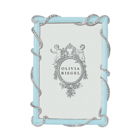 -,4X6" BABY BLUE HARLOW FRAME. ENAMELED FRAME OVER SILVER FINISHED PEWTER HAND-SET WITH EUROPEAN CRYSTALS.                                  