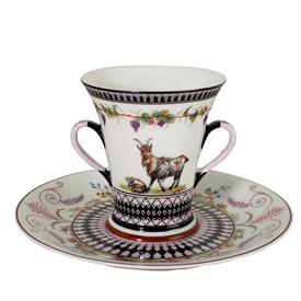 -TALL 2-HANDLED GOBLET (CUP) & SAUCER.                                                                                                      