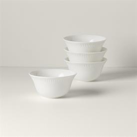 -WHITE SET OF 4 SMALL BOWLS. 5.5" WIDE. DISHWASHER & MICROWAVE SAFE. BREAKAGE REPLACEMENT AVAILABLE. MSRP $65.00                            