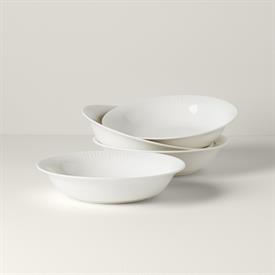 -WHITE SET OF 4 PASTA/DINNER BOWLS. 9" WIDE. DISHWASHER & MICROWAVE SAFE. BREAKAGE REPLACEMENT AVAILABLE. MSRP $86.00                       