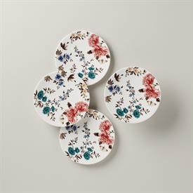 -WHITE SET OF 4 DESSERT PLATES. 7.5" WIDE. DISHWASHER & MICROWAVE SAFE. BREAKAGE REPLACEMENT AVAILABLE. MSRP $86.00                         