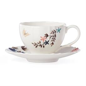 -WHITE TEA CUP & SAUCER. 3.5". DISHWASHER & MICROWAVE SAFE. BREAKAGE REPLACEMENT AVAILABLE. MSRP $58.00                                     