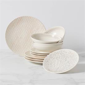 -LINEN 12-PIECE SET. INCLUDES SERVICE FOR 4. DISHWASHER & MICROWAVE SAFE. BREAKAGE REPLACEMENT AVAILABLE. MSRP $301.00                      