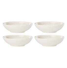 -STRIPE SET OF 4 ALL-PURPOSE BOWLS. 24 OZ. CAPACITY. DISHWASHER & MICROWAVE SAFE. BREAKAGE REPLACEMENT AVAILABLE. MSRP $100.00              