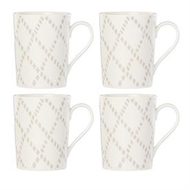 -LATTICE SET OF 4 MUGS. 13 OZ. CAPACITY. DISHWASHER & MICROWAVE SAFE. BREAKAGE REPLACEMENT AVAILABLE. MSRP $86.00                           