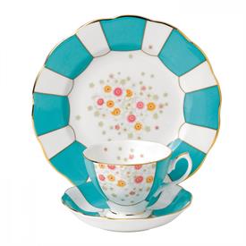 -1930 3-PIECE PLACE SETTING, MINT DECO. HAND WASH. 6 OZ. CAPACITY CUP. 8" WIDE PLATE.                                                       