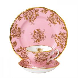 -1960 3-PIECE PLACE SETTING, GOLDEN ROSE. HAND WASH. 6 OZ. CAPACITY CUP. 8" WIDE PLATE.                                                     