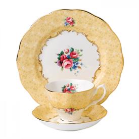 -1990 3-PIECE PLACE SETTING, BOUQUET. HAND WASH. 6 OZ. CAPACITY CUP. 8" WIDE PLATE.                                                         