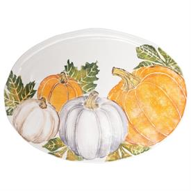 -LARGE OVAL PLATTER WITH ASSORTED PUMPKINS. 21.5" LONG.                                                                                     