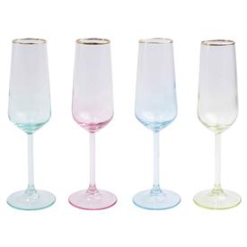 -SET OF 4 CHAMPAGNE FLUTES, ASSORTED. 6 OZ. CAPACITY                                                                                        