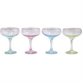 -SET OF 4 COUPE CHAMPAGNE GLASSES, ASSORTED. 6 OZ. CAPACITY                                                                                 