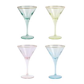 -SET OF 4 MARTINI GLASSES, ASSORTED. 7" TALL                                                                                                
