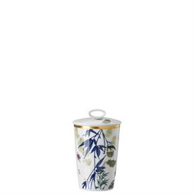 -WHITE SCENTED VOTIVE WITH LID. 5.5" TALL.                                                                                                  