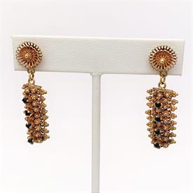 ,STUNNING VICTORIAN ERA 18K GOLD & SAPPHIRE ETRUSCAN REVIVAL STYLE EARRINGS. 1.6" LONG, .45" WIDE. 3MM SAPPHIRES X 8. 8.6 GRAMS             