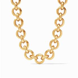 -CASSIS LINK NECKLACE. 24K GOLD PLATED HAMMERED LINKS WITH A RAISED WIRE DETAIL. 21" LONG                                                   