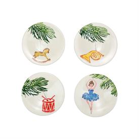 -,SET OF 4 CANAPE PLATES, ASSORTED. 6.5" WIDE                                                                                               