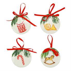 -SET OF 4 DISC ORNAMENTS, ASSORTED. 3.5" WIDE                                                                                               