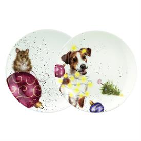 -6.5" DOG & MOUSE COUPE PLATE PAIR. DISHWASHER & MICROWAVE SAFE.                                                                            