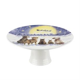 -9.75" 'THE MAGIC OF CHIRSTMAS' FOOTED CAKE PLATE. DISHWASHER & MICROWAVE SAFE.                                                             