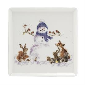 -7" 'GATHERED ALL AROUND' SQUARE PLATE. DISHWASHER & MICROWAVE SAFE.                                                                        