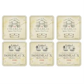 -,VIN DE FRANCE SET OF 6 COASTERS. 4.25" SQUARE. CORK BACKED BOARD. CLEAN WITH DAMP CLOTH                                                   
