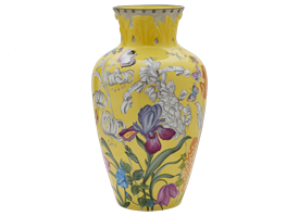 -CITRINO 16.5" HIGH VASE WITH LEAF RELIEF ON NECK                                                                                           