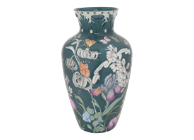 -OTTANIO 16.5" HIGH VASE WITH LEAF RELIEF ON NECK                                                                                           