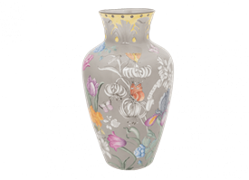 -POLVERE 16.5" HIGH VASE WITH LEAF RELIEF ON NECK                                                                                           