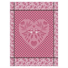 -,AMOUR TEA TOWEL IN PEONY PINK. 100%  COTTON. 24" X 31"                                                                                    