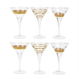 -SET OF 6 MARTINI GLASSES, ASSORTED STYLES. 7.25" TALL, 6 OZ. CAPACITY                                                                      