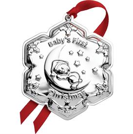 _,Bear on Moon Baby's First Christmas Sterling Silver Ornament made by Empire in year 2021 M S R P $210                                     