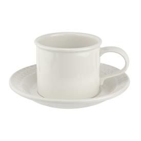-WHITE BREAKFAST CUP & SAUCER. 9 OZ. CAPACITY. DISHWASHER & MICROWAVE SAFE. MSRP $42.00                                                     