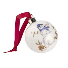 -SNOWMAN - 'GATHERED AROUND' CHRISTMAS BAUBLE. 2.6" WIDE. CLEAN WITH DAMP CLOTH. MSRP $30.00                                                
