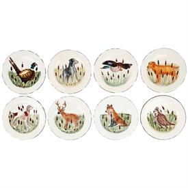 -SET OF 8 SALAD PLATES, ASSORTED STYLES. 8.5" WIDE                                                                                          