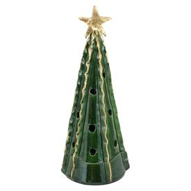 -GREEN LARGE TREE WITH RIBBON & GOLD STAR. 18.25" TALL                                                                                      