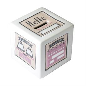 -:PINK BIRTH RECORD BANK WITH PAINT PEN. 3.25" WIDE                                                                                         