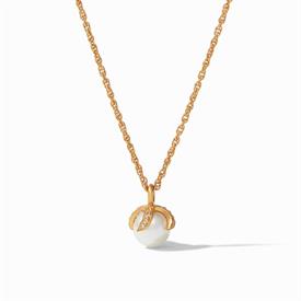 -,JULIET DELICATE NECKLACE. 24L GOLD PLATED CHAIN WITH PEARL & CZ CHARM. 17" TO 18" LONG.                                                   