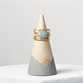 -,ROSALIND RING IN AQUAMARINE. STERLING SILVER WITH 18K GOLD OVERLAY. SIZE 8.                                                               